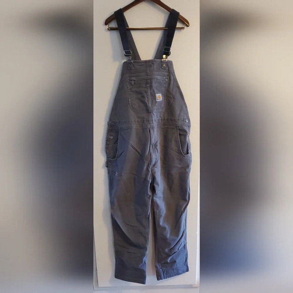 Carhartt RUGGED FLEX® RELAXED FIT‎ CANVAS BIB OVERALL 40x30 Gravel - Picture 13 of 13